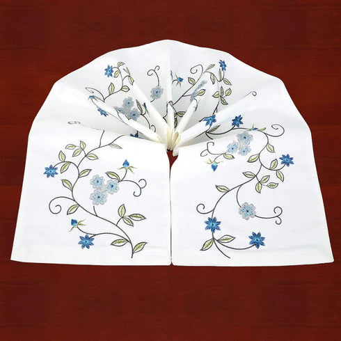 Simhomsen Double Thickness Rustic Embroidered Floral Table Runners for Spring and Summer, Dresser Scarf (Blue, 14 × 53 Inch)...
