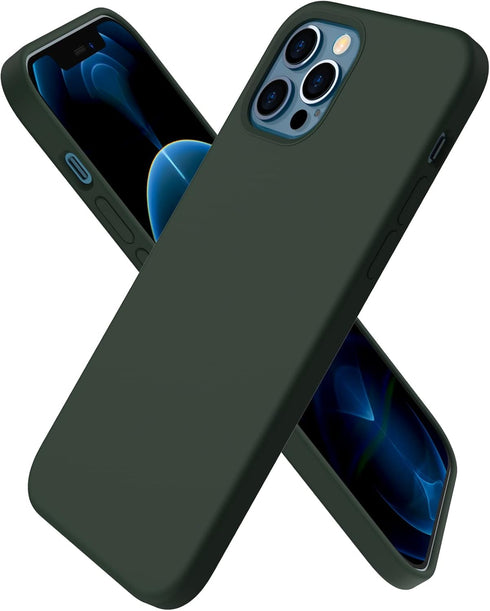 ORNARTO Compatible with iPhone 12 Case, Compatible with iPhone 12 Pro Case, Slim Liquid Silicone 3 Layers Full Covered Soft Gel Rubber Phone Case ...