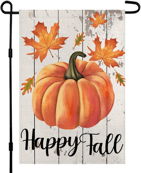 Happy Fall Garden Flag 12×18 Inch Double Sided Vertical Thanksgiving Yard Autumn Pumpkin Outdoor Decor DF076...