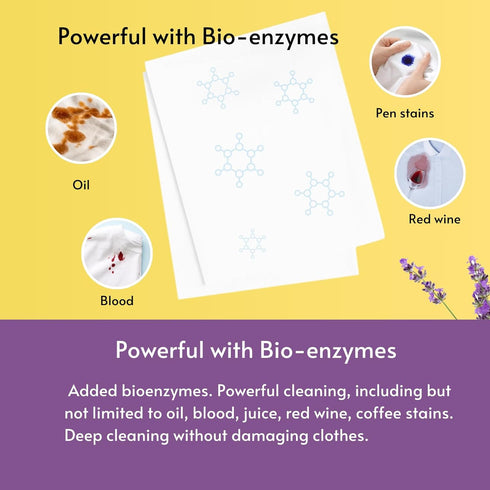 Detergent Sheets - 120 Loads 60 Sheets, Powerful with Bio-enzymes and Plant-Based, Travel Laundry, Eco Friendly Laundry Clean Strips for HE Machin...