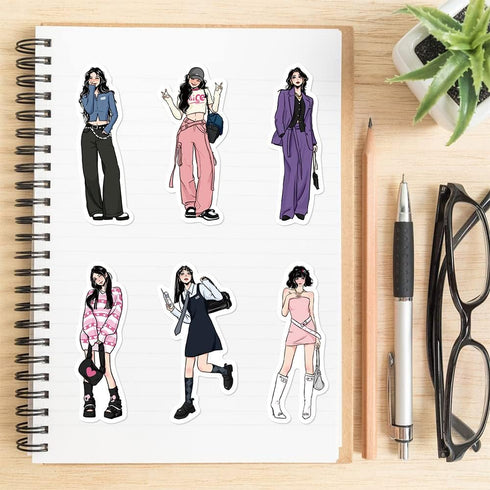 130pcs People Stickers for Journaling Supplies Modern Girls Style Stickers Vinyl Aesthetic Waterproof Scrapbooking Junk Journal Kit Stickers Adora...