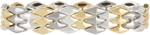 Nine West Boxed Geometric Stretch Bracelet, Silver/Gold/Hematite Tri-Tone...
