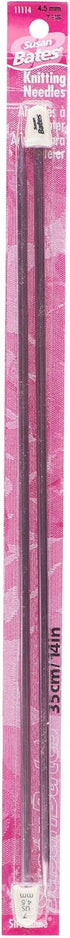 Susan Bates 14-Inch Silvalume Single Point Knitting Needle, 4.5mm, Rose......