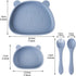 Suction Plates for Baby,4 pcs Divided Placemat Dish for Toddlers and Kids,Baby Spoon Fork Set for Toddlers,Silicone Plates for Kids (Blue)...
