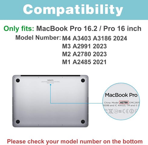 ProCase for MacBook Pro 16.2 Inch 2024 (M4 A3403 A3186)/Pro 16 2023 2022 2021 (M3 A2991 /M2 A2780 /M1 A2485) with Touch ID, Slim Hard Shell Case w...