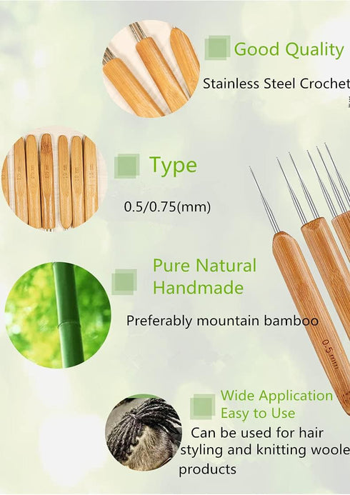 YOUMOO 3 Pieces Dreadlock Hook Tool, 3 Dreadlocks Crochet Hooks, Crochet Hook Needle for Hair Dreadlock Braid Craft 0.75mm 1 Hook, 2 Hooks, 3 Hook...
