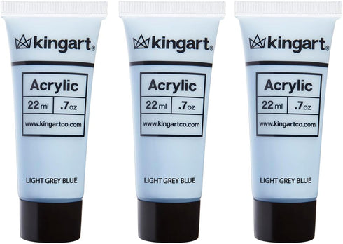 KINGART 500-121 PRO Artist Quality LIGHT GRAY BLUE Acrylic Paint, 22ml (0.74oz) Tubes, 3 Pack - Set (66ml Total), Light Gray Blue...