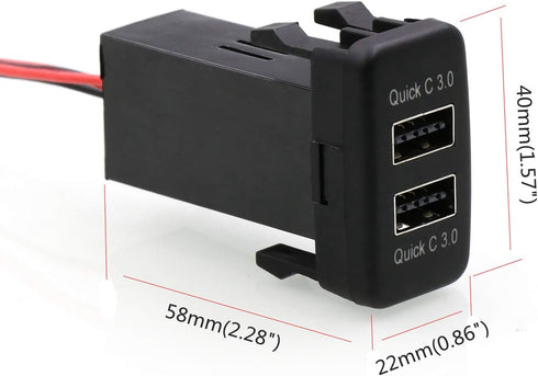 QC3.0 Dual USB Power Socket, Quick Charge Car Charger USB Adapter for Smart Phone PDA Android GPS Use for Toyota VIGO......
