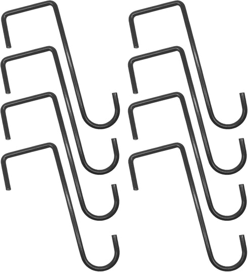 Vinyl Fence Hooks Patio Hooks Black - 8 Pack 2 x 6 inch, Hangers for Indoor & Outdoor Hanging Lights, Plants & Planters, Bird Feeder, Decorations,...