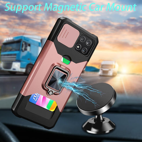 for Galaxy A22 5G/Boost Celero 5G Wallet Detachable Credit Card Holder Screen Protector with Kickstand, 360 Full Body Shockproof Protective Phone ...