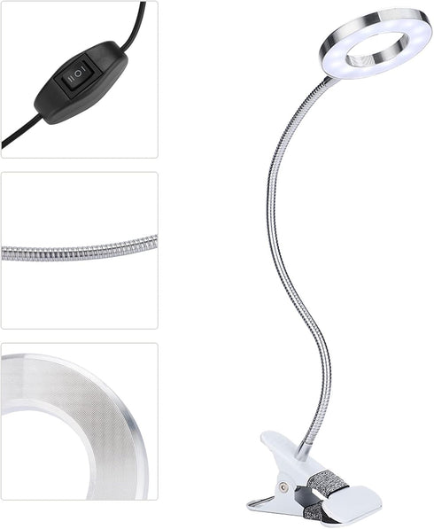 LED Magnifier with Clamp Lamp, Adjustable Magnifying Lamp, Rechargeable...
