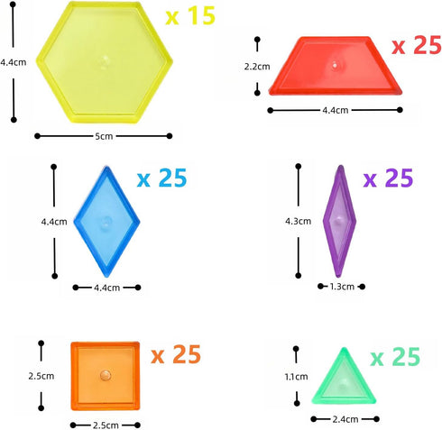 140 Pcs Translucent Pattern Blocks - Educational Light Table Manipulatives and Accessories - Fun and Engaging Geometric Shapes...