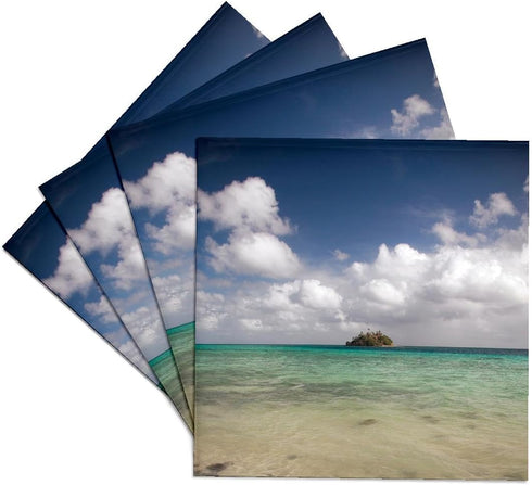 3dRose CST_205337_3 Paddys Island from Devils Beach Turtle Island Yasawa Islands Fiji Ceramic Tile Coasters (Set of 4)...