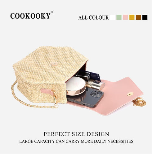 COOKOOKY Straw Bag for Women Crossbody Bags Summer Beach Purse Shoulder Bag Beach Essentials for Vacation...