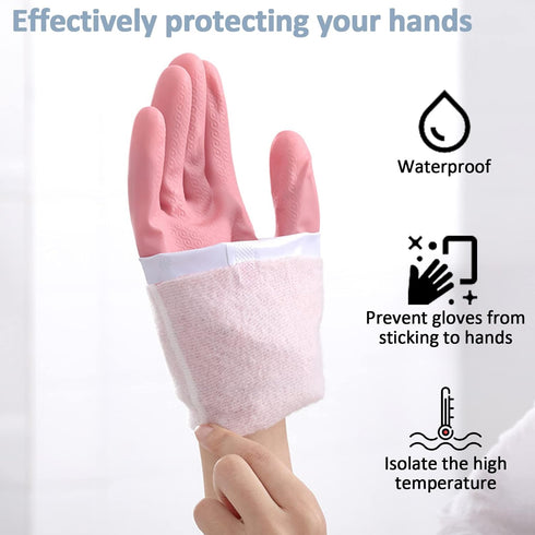 3pcs Dishwashing Cleaning Gloves, Waterproof Reusable Kitchen Long Gloves, Latex-Free Household Gloves for Laundry, Cleaning, Working, Gardening...
