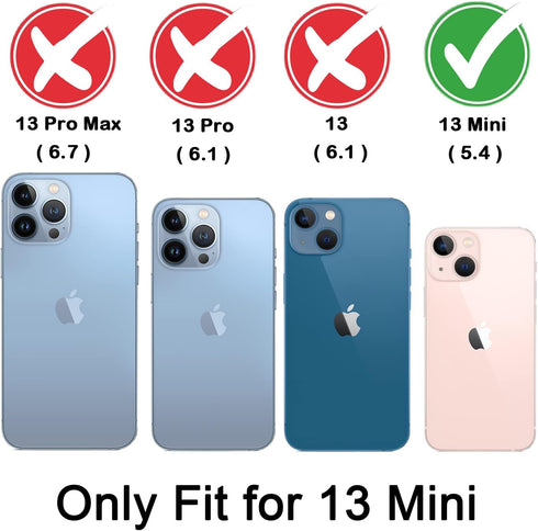 CellEver for iPhone 13 Mini Case with 2-Pack Screen Protectors, Heavy-Duty Silicone, Shockproof Rubber Phone Cover, Soft Anti-Scratch Microfiber I...
