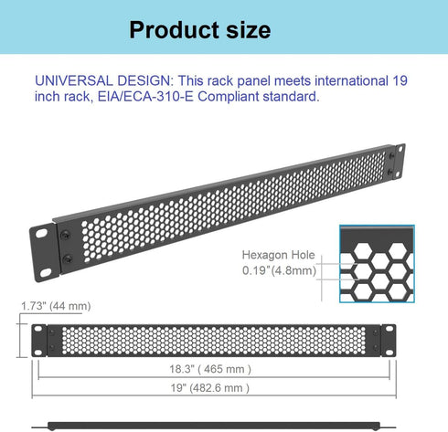 Jingchengmei 1U Hinged Perforated Blank Panel - Steel Rack Mount 1U Spacer Panel for 19-Inch Network Cabinet or Server Rack Enclosure Black...