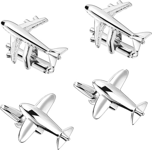 Men's Cufflinks Aircraft Unique Design Tuxedo Shirt Cuff Links Sets for Wedding Business, With Gift Box, 2 Pairs...