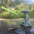 Mini Fisherman Figurine Sandstone Asian Aquarium Decorations Japanese Garden Ornaments, D...