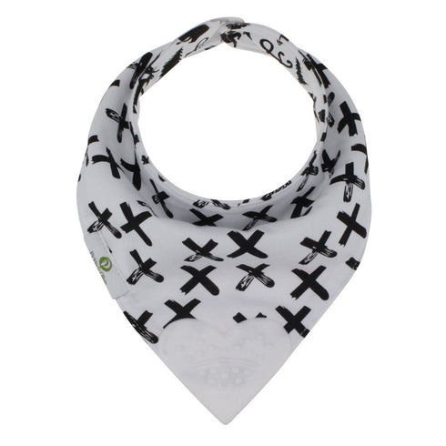 Pickle & Olive Reversible Baby Teething Bibs - Attached Heart Shaped Teether - Monochrome - Set of 2...
