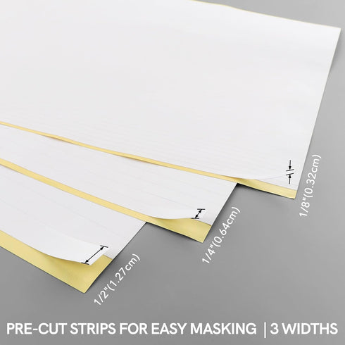 30 Sheets/Pack Low-Tack and Repositionable Tape Pre-Cut Masking Strips for Scrapbooking Crafting Reusable Delicate-Tack Adhesive Strips for Easy M...