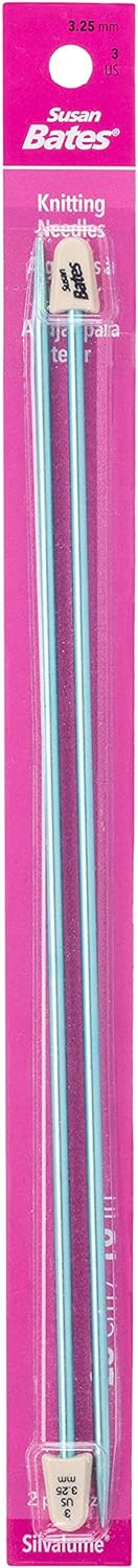 Susan Bates 10-Inch Silvalume Single Point Knitting Needle, 3.25mm, Blue......