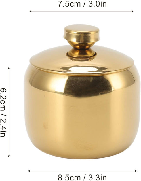 Stainless Steel Condiment Pot, Gold Seasoning Jar Bottle with Lid, Spice Salt Pepper Sugar Storage Container for Home Kitchen(Gold)...