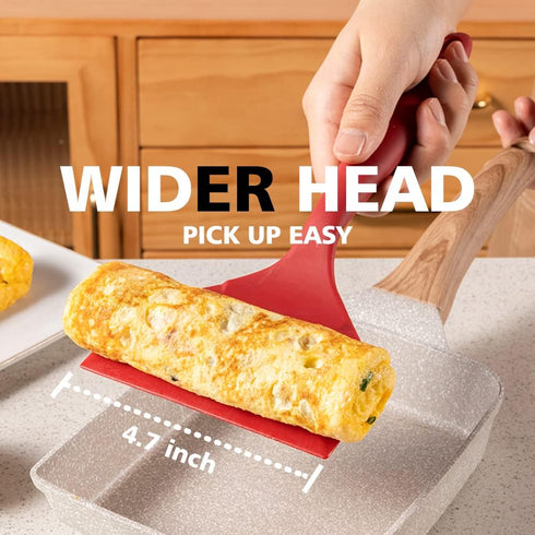 Silicone Tamagoyaki Spatula Japanese Omelette Spatula Wide Silicone Pancake Spatula Nonstick Heat-Resistant Pancake Shovel for Egg, Fish, Burgers,...