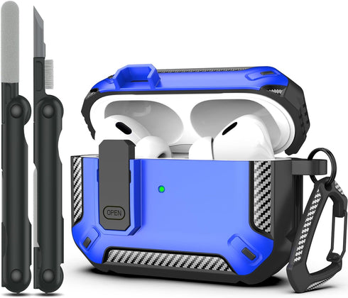 AirPods Pro 2nd Generation Case Cover with Cleaner Kit, Military Hard Shell Protective Armor with Lock for AirPod Gen 2 Charging Case2023 2022, Fr...