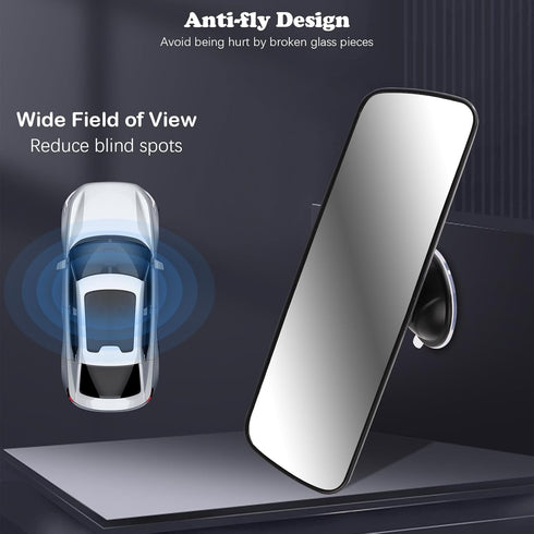 9.8'' Car Rear View Mirror with Suction Cup, Anti Glare Adjustable Auto Interior Rearview Mirror, HD Thickened Vehicle Inside Mirror Reduce Blind ...