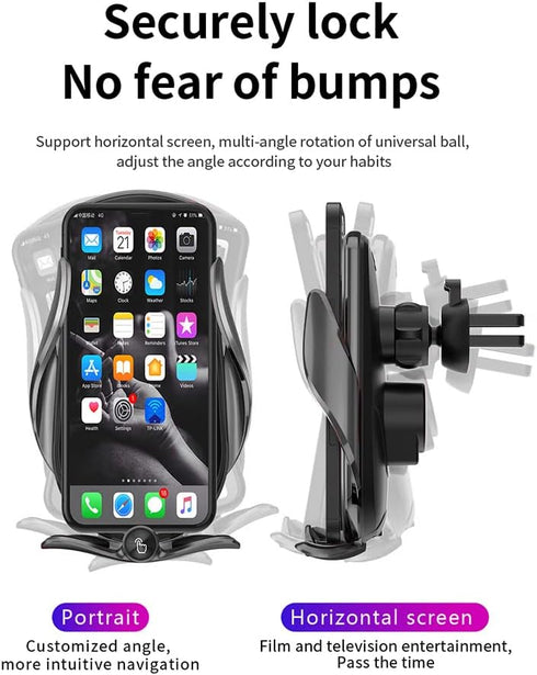Wireless Car Charger Mount,Auto Clamping Air Vent Phone Holder for Car,New Upgraded Model,15W Qi Fast Charging/Magnetic DC Charging for All Mobile...