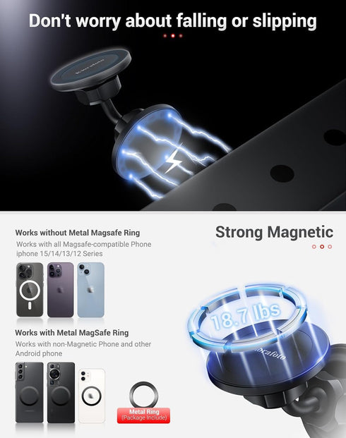 Gym Magnetic Phone Holder for MagSafe, Dual Magnetic Phone Mount Gym Phone Holder Magnet with Double Ball Head Locking Angle Compatible with iPhon...