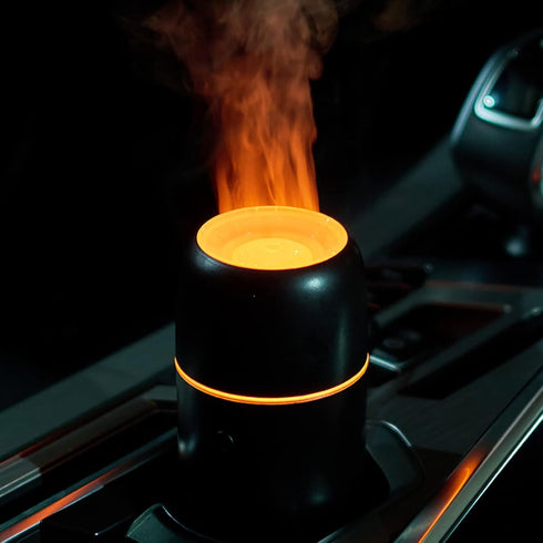 Humidifiers Car Diffusers for Essential Oils USB Car Humidifier Aromatherapy Diffusers with 7 Color Flame Lights for Car Home Office Gift (Black)...