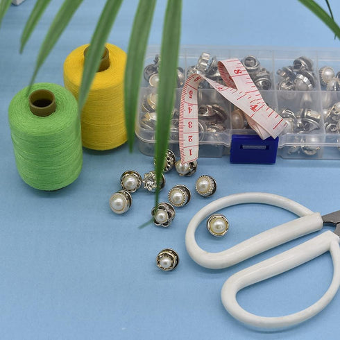 80Pcs 10 Styles Women Shirt Brooch Buttons Cover up Button Pearl Safety Brooch Pins Button for Clothing Dress Supplies Clothing Bags Accessories S...