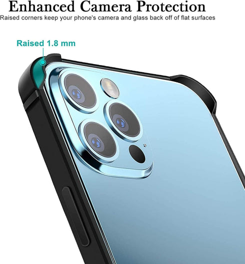 New Aluminum Frame Metal Bumper Frame Slim Hard Case Cover for iPhone13 Pro Max, Metal Frame Armor with Soft Inner Bumper, Raised Edge Protection ...
