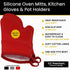 Oven Mitts Heat Resistant Silicone, Kitchen Gloves & Pot Holders, Cotton Lining, Non-Slip, Flexible, Durable, Easy Clean, Cooking, Baking, Grillin...
