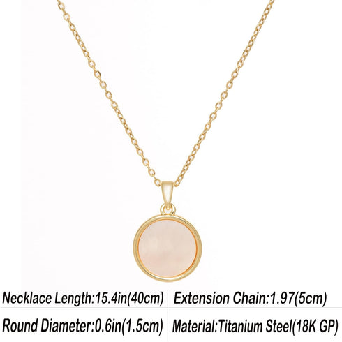 Round Gold Necklace for Women, Dainty 14K Gold Plated Black Small Circle Pendant White Mother of Pearl Choker Necklace Cute Fashion Necklace Trend...