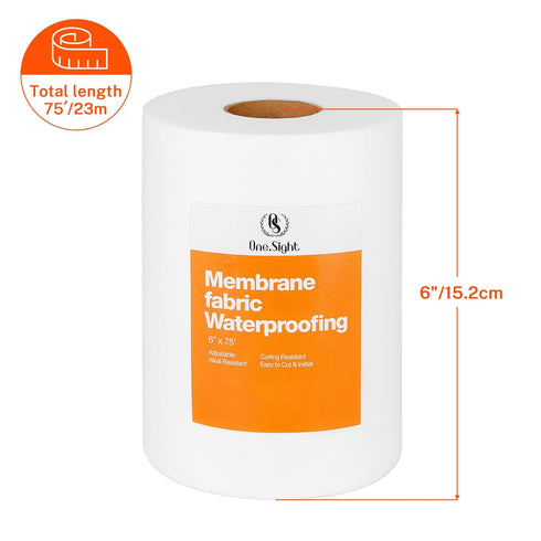 Waterproofing Membrane Fabric, 6 Inch X 75 Foot Roll Anti-Fracture Membrane Fabric, Non-Woven Waterproof Fiberglass Mesh Tape for Bathroom Shower ...