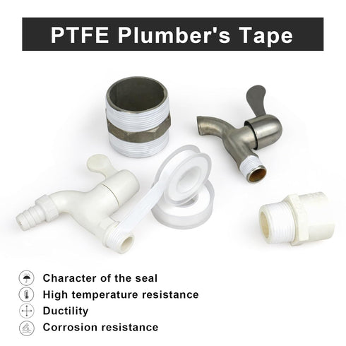BOMEI PACK Plumbers Tape,PTFE Tape,Teflone Tape,1/2 Inch X 520 Inches,Sealant Tape,Thread Seal Tape for Shower Head,Water Pipe Plumbing Sealing Ta...