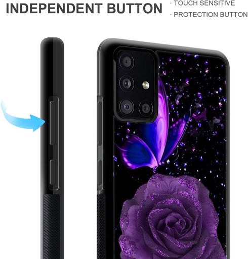 ZHEGAILIAN Case Compatible with Samsung Galaxy A03S 4G Case,Starry Purple Rose Butterfly Galaxy A03S 4G Cases for Girls,[Non-Slip Shock Absorption...