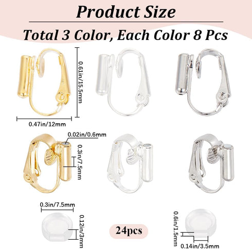 1 Box 36Pcs Brass Clip on Earrings Gold Clip on Earrings Converter Silver Painless with Comfort Pads Non Pierced Earring Components Clip Earring F...