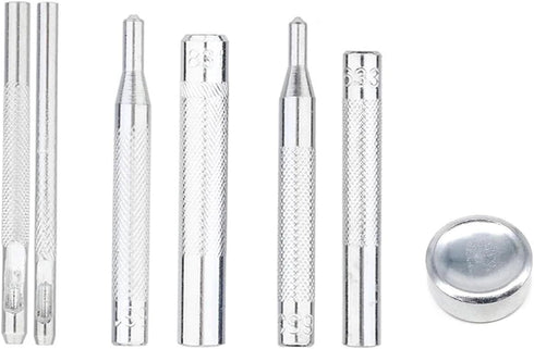 ArrErr 7 Pack Rivet Setter Tool with Base Snap Fasteners Kit Install Leather Die Punch Hole Kit 633 831 Press Studs Anvil Fixing Set for Leatherwo...