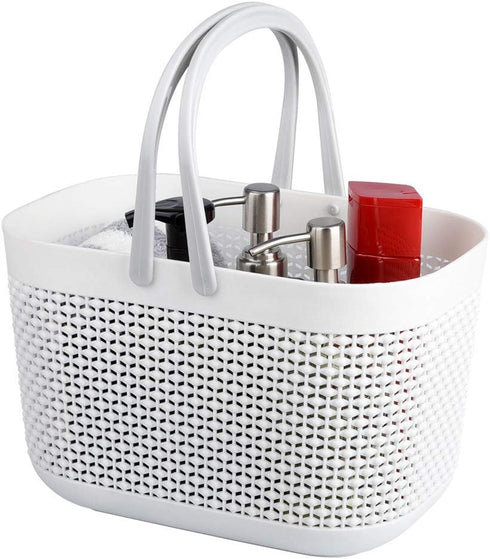 UUJOLY Plastic Organizer Storage Baskets with Handles, Shower Caddy Bins Organizer for Bathroom and kitchen?White?...