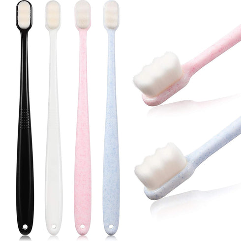 4 Pieces Extra Soft Toothbrushes for Sensitive Gums 20000 Soft Bristle Toothbrush Micro Nano Manual Toothbrush for Fragile Gums Elderly Adult Kids...
