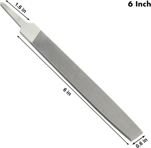 6 Inch Flat Medium Cut File, Double Cut Teeth, Made of High Carbon Steel, Flat Hand File Without Handle, Suitable for Shaping Metal, Wood, and Oth...
