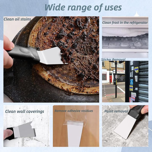 2Pcs Cleaning Scraper for Ovens, Stoves, Induction Hob, Stainless Steel Multi-Kitchen Scraperwith 3Pcs Stainless Steel Brass Nylon Brush ,Straight...