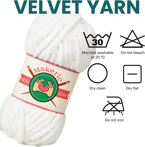 Velvet Yarn - Chenille Amigurumi for Crocheting Super Bulky Yarn 100g (75 Yds) - Fluffy and Chunky Knitting Yarn for Baby Blanket - Soft and Thick...