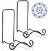 2 Pcs Wrought Iron Plate Stands for Display Small Easel Stand Black Decorative Bowl Holder for Tabletop Bowl Pictures Frame Artwork Book Plaque De...