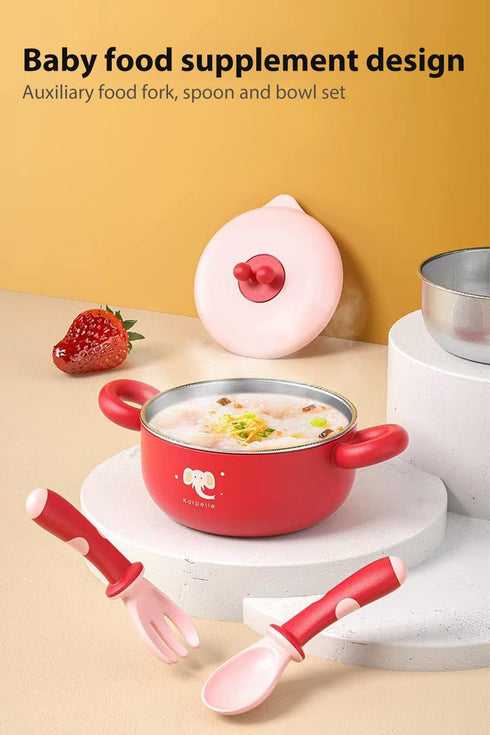 Baby heat preservation bowl 3-piece se,Baby food supplement bowl,Baby Feeding Set with Spoon for Babies Kids Toddlers - First Stage Self Feeding R...