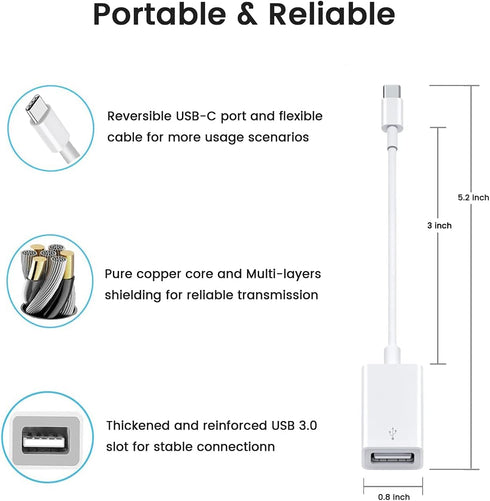 USB C to USB 3.0 Adapter (2 Pack),Type C to USB 3.0 Female OTG Cable Compatible with MacBook Pro/Air M2/M1/2020, iPhone 15 Pro/Max,iPad Pro,XPS,Ga...